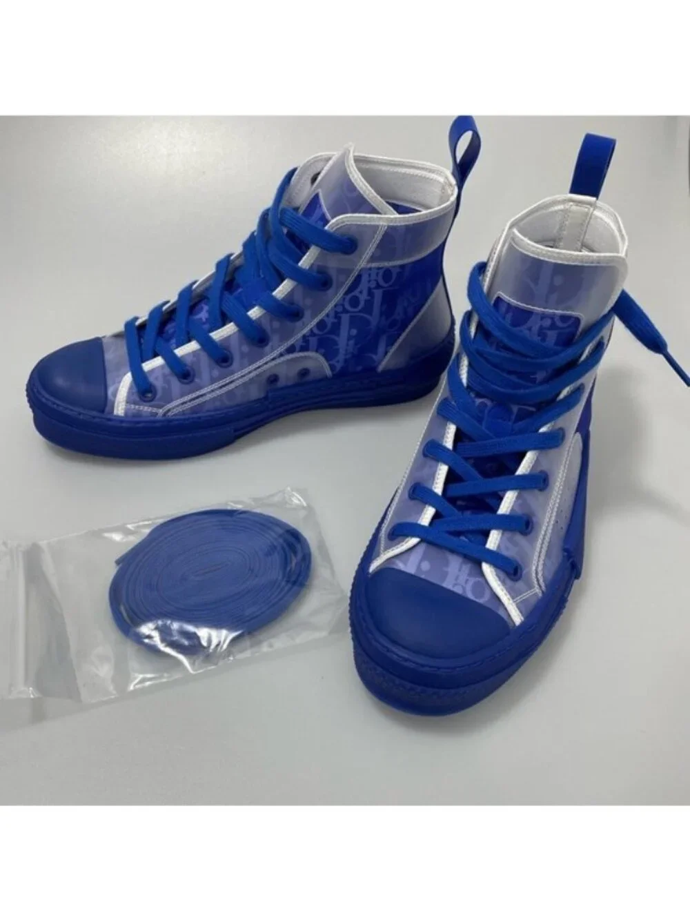 Dior SS B23 Blue Oblique High Top Sneakers Men’s EU 39/US 6 $1200.